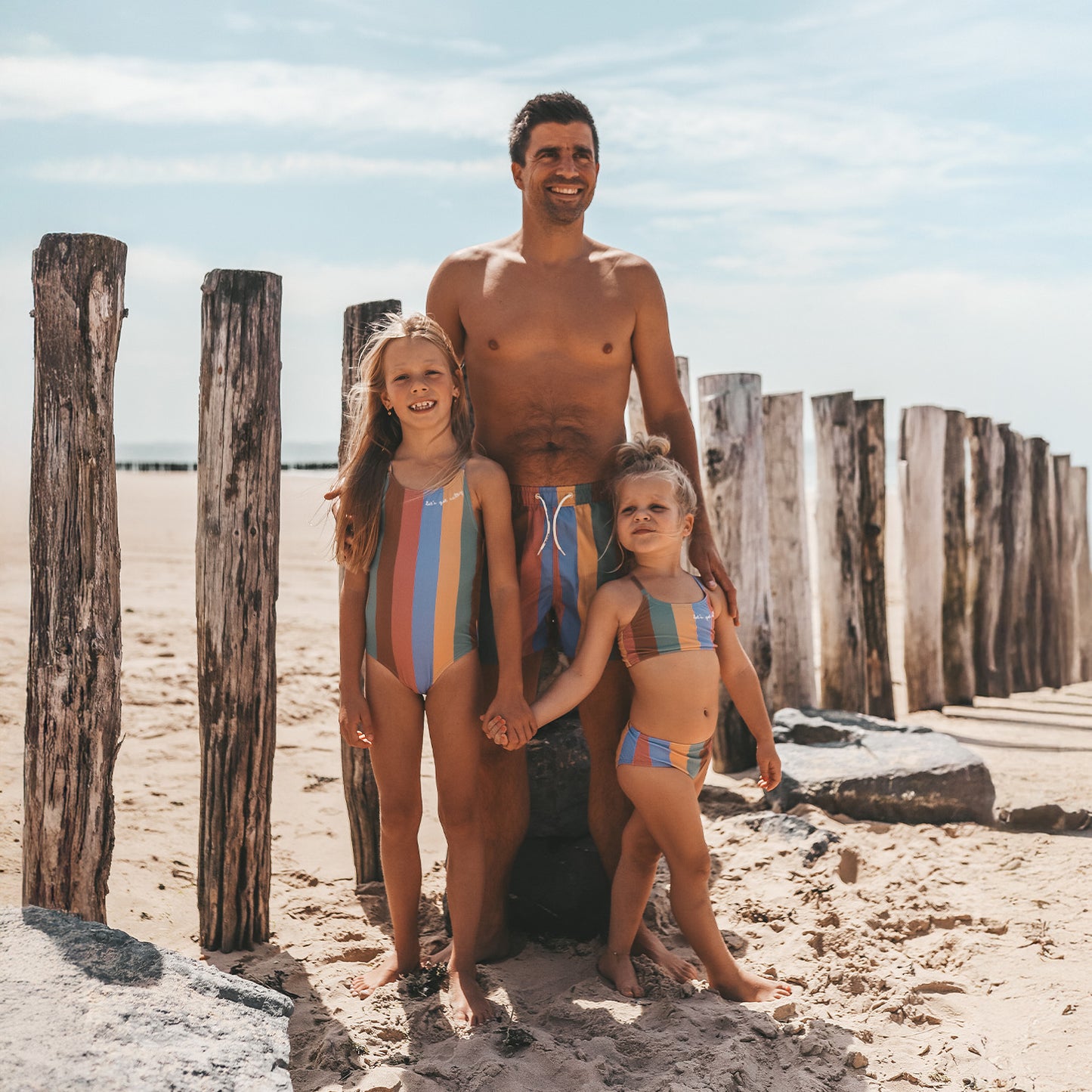 Multi stripe swimsuit kids