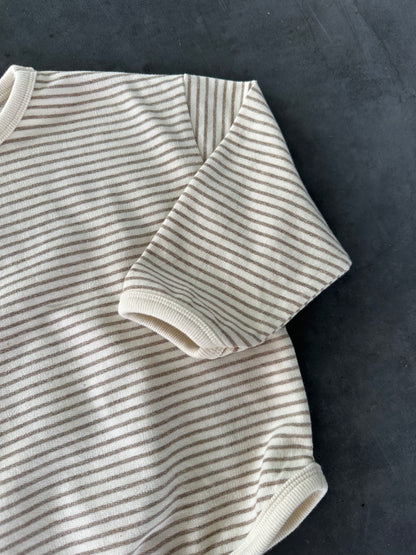 Beige striped basic sweatshirt