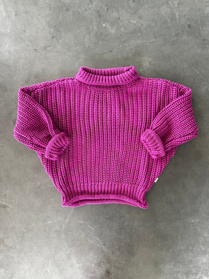 Knit sweater purple wine