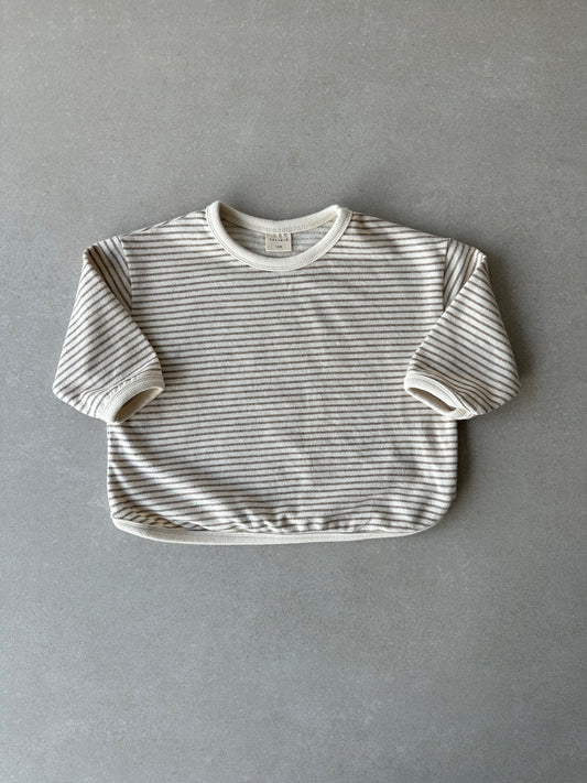 Beige striped basic sweatshirt
